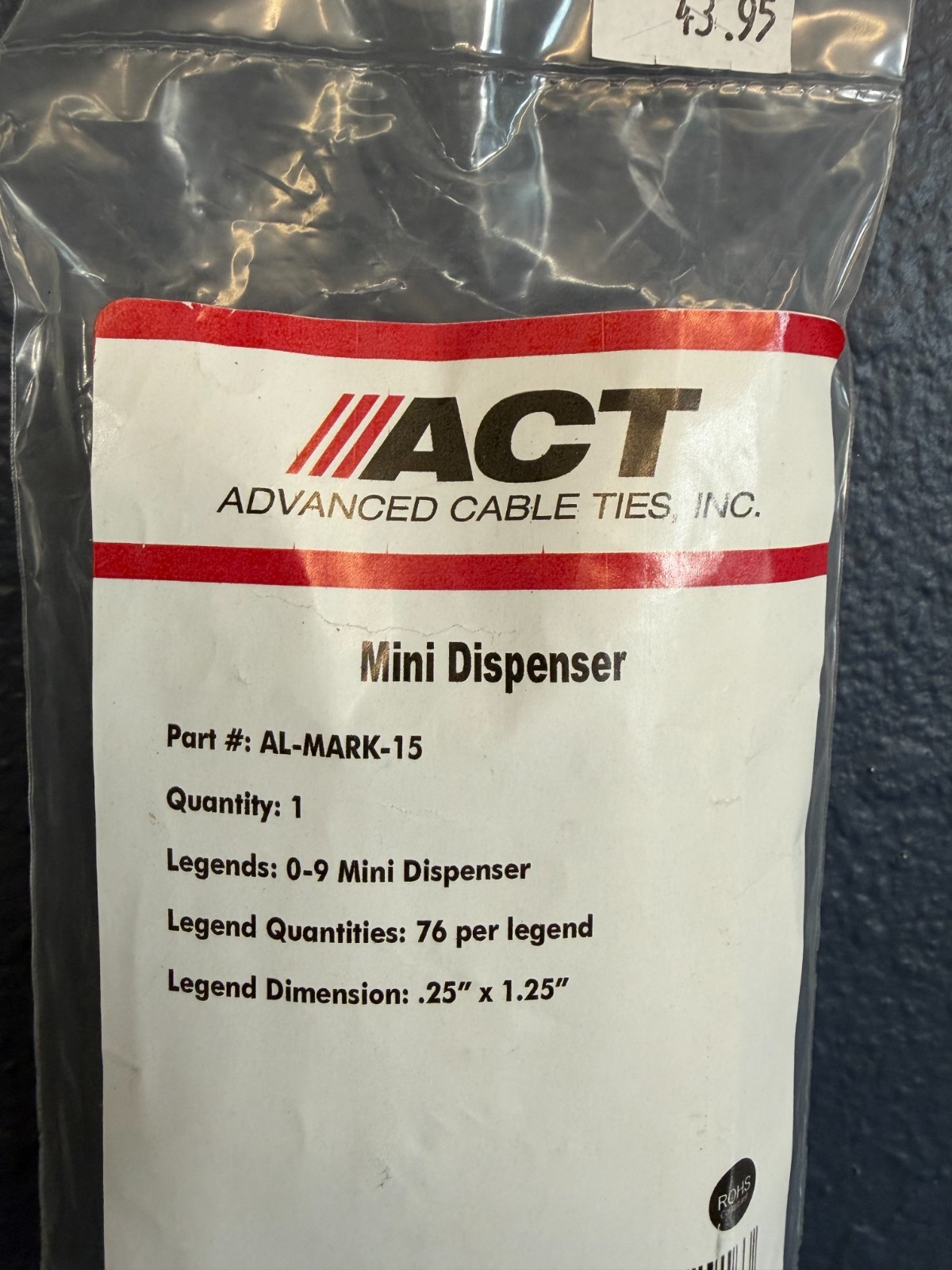 ACT Mini Number Marker Dispenser Wire Identification 0-9 AL-MARK-15 10 Rolls