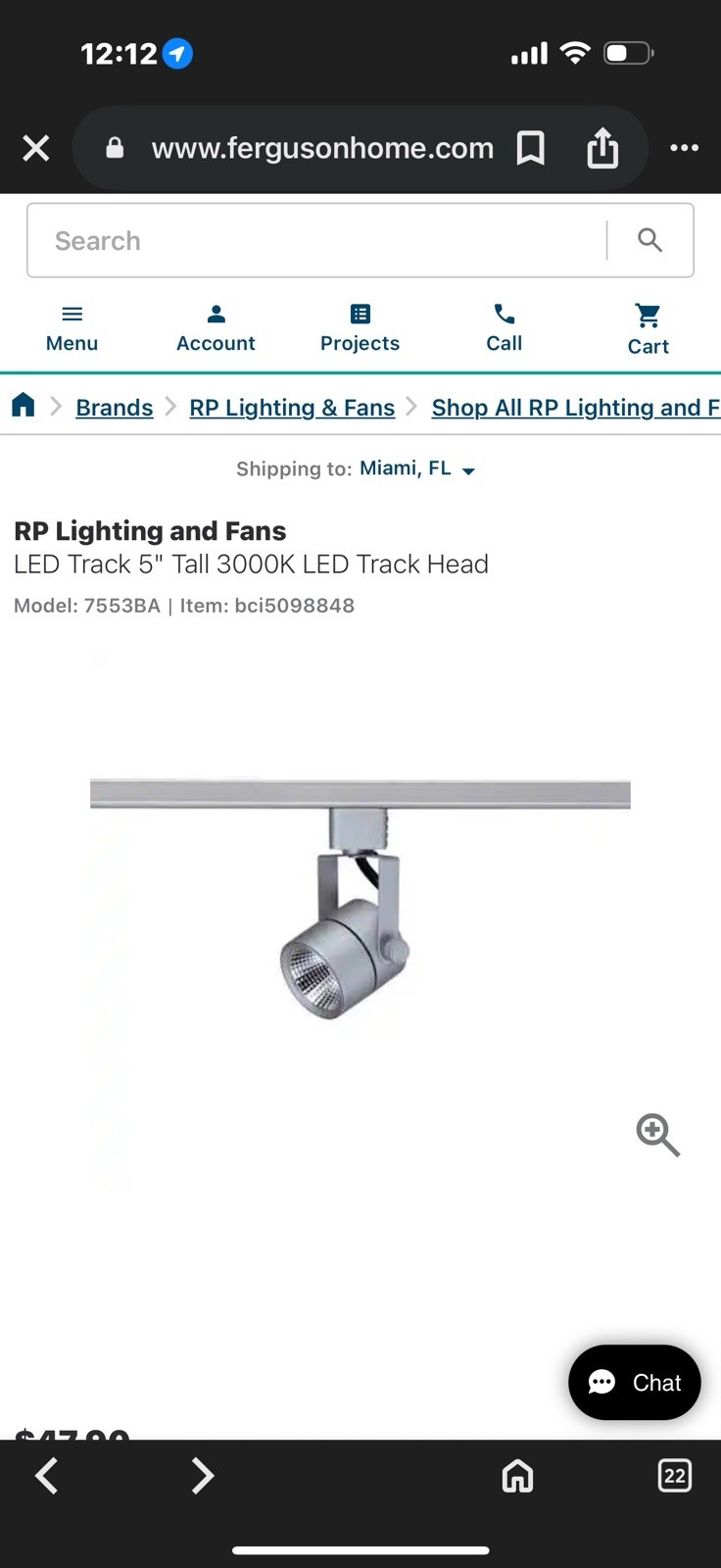 Royal Pacific,Ltd Track Lighting LED Track Head 8W,600Lm,3000K Model:7553 BA