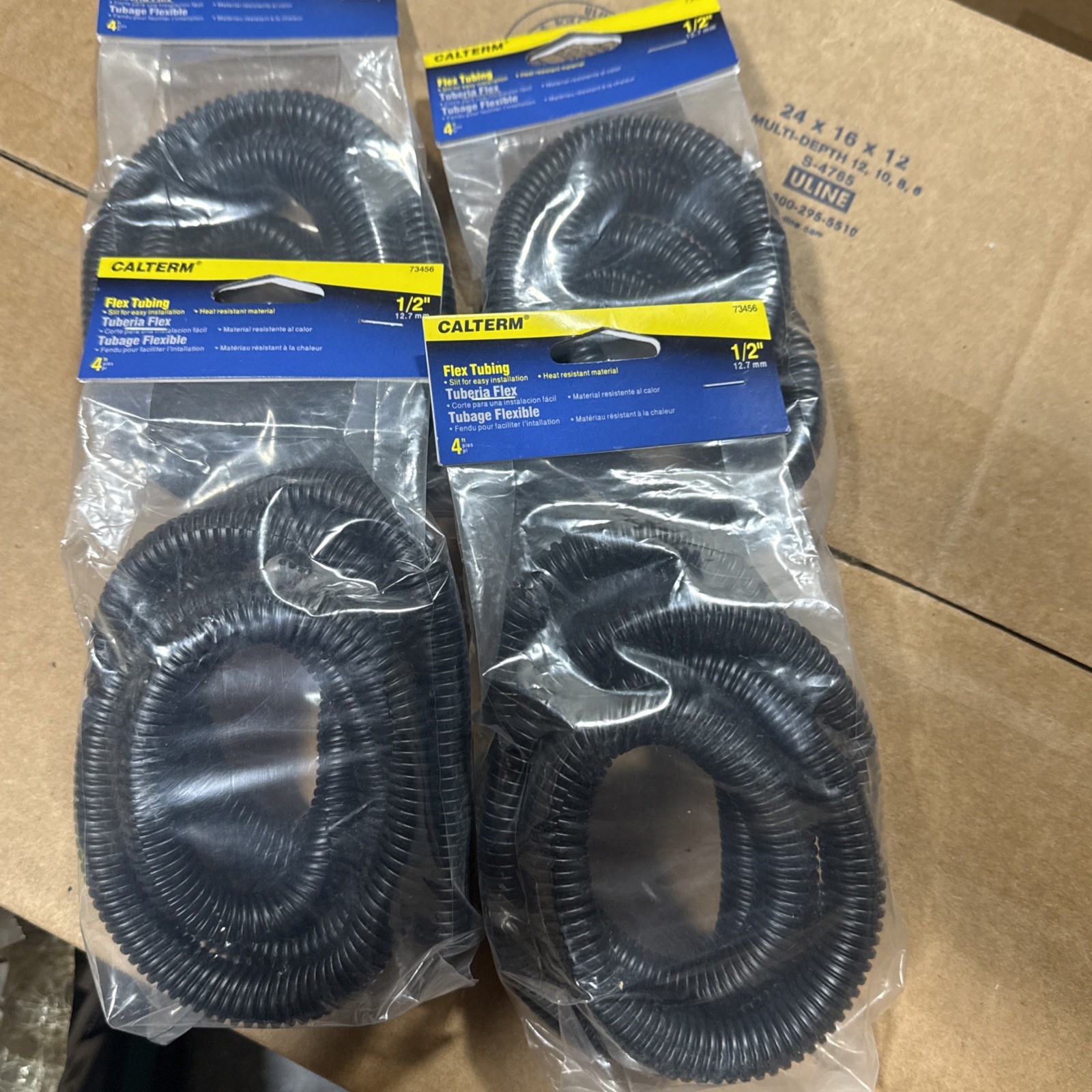 4Pc Calterm 73456 Flex Tubing Black Heat-Resistant Easy-Installation 0.5″x 4′