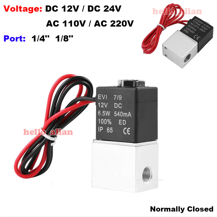 DC12V 24V A C110V 220V 1/4″ 1/8″ Inch Fast Response Air Water Solenoid Valve N/C