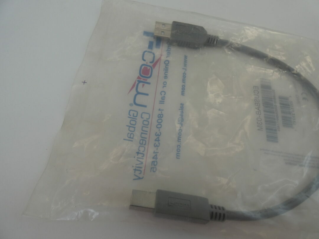 L-Com ECUSBAB-03M Deluxe USB Cable Type A-B Cable, 0.3m – NEW Surplus!
