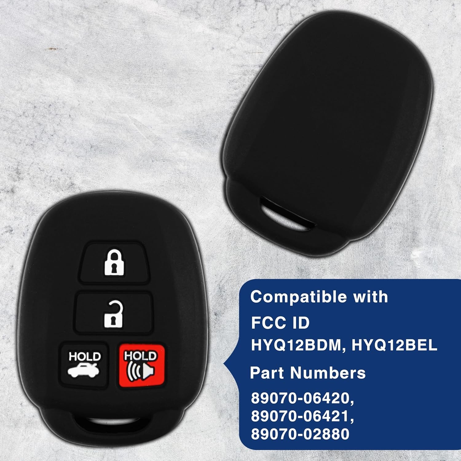 Silicone Key Fob Cover Replacement for 2012-2014 Camry Corolla Tacoma 4-1-Pack