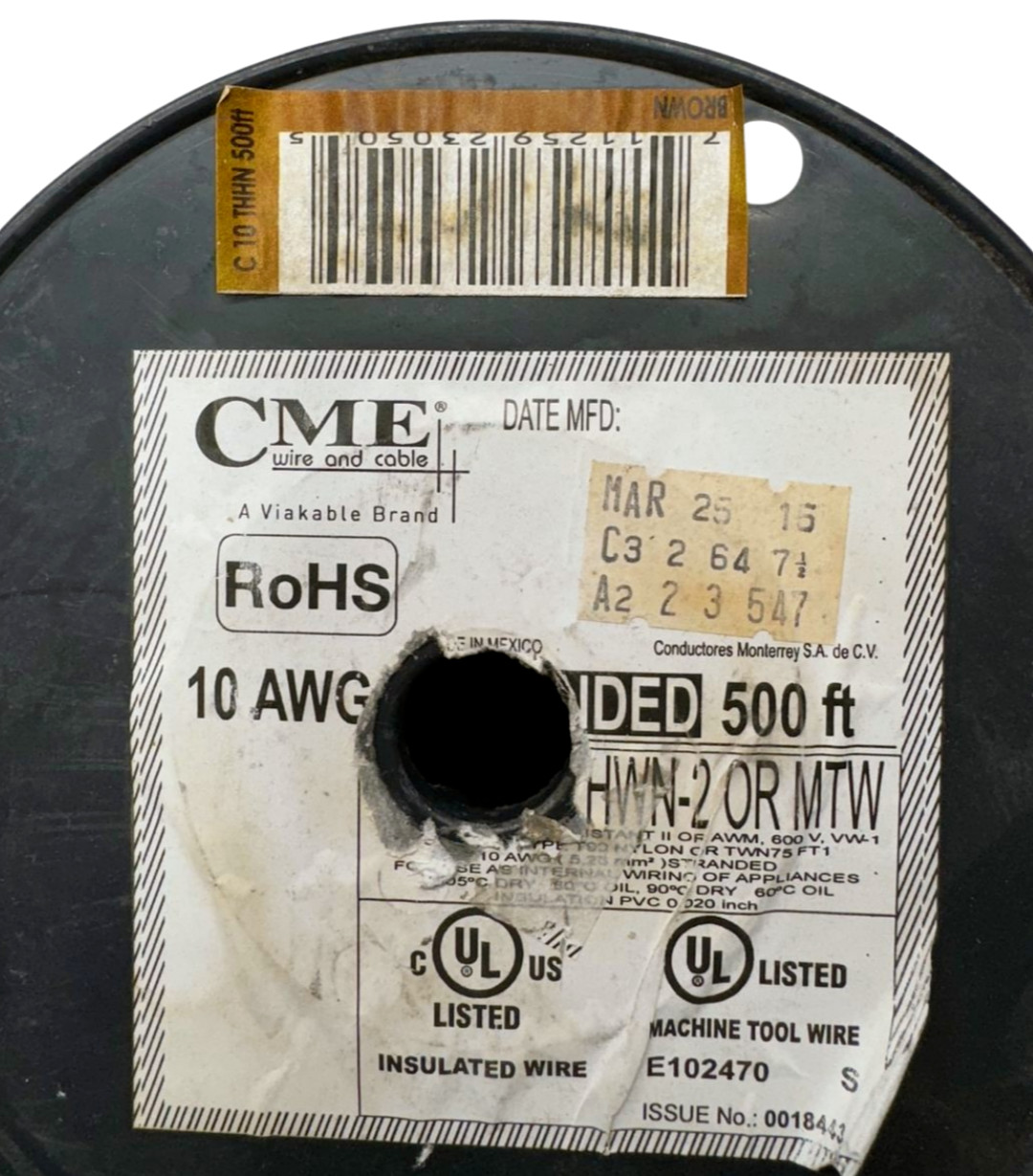 CME E102470 Brown Machine Tool Insulated Wire 10 AWG Approx 45′ Long, 2 lbs 3oz