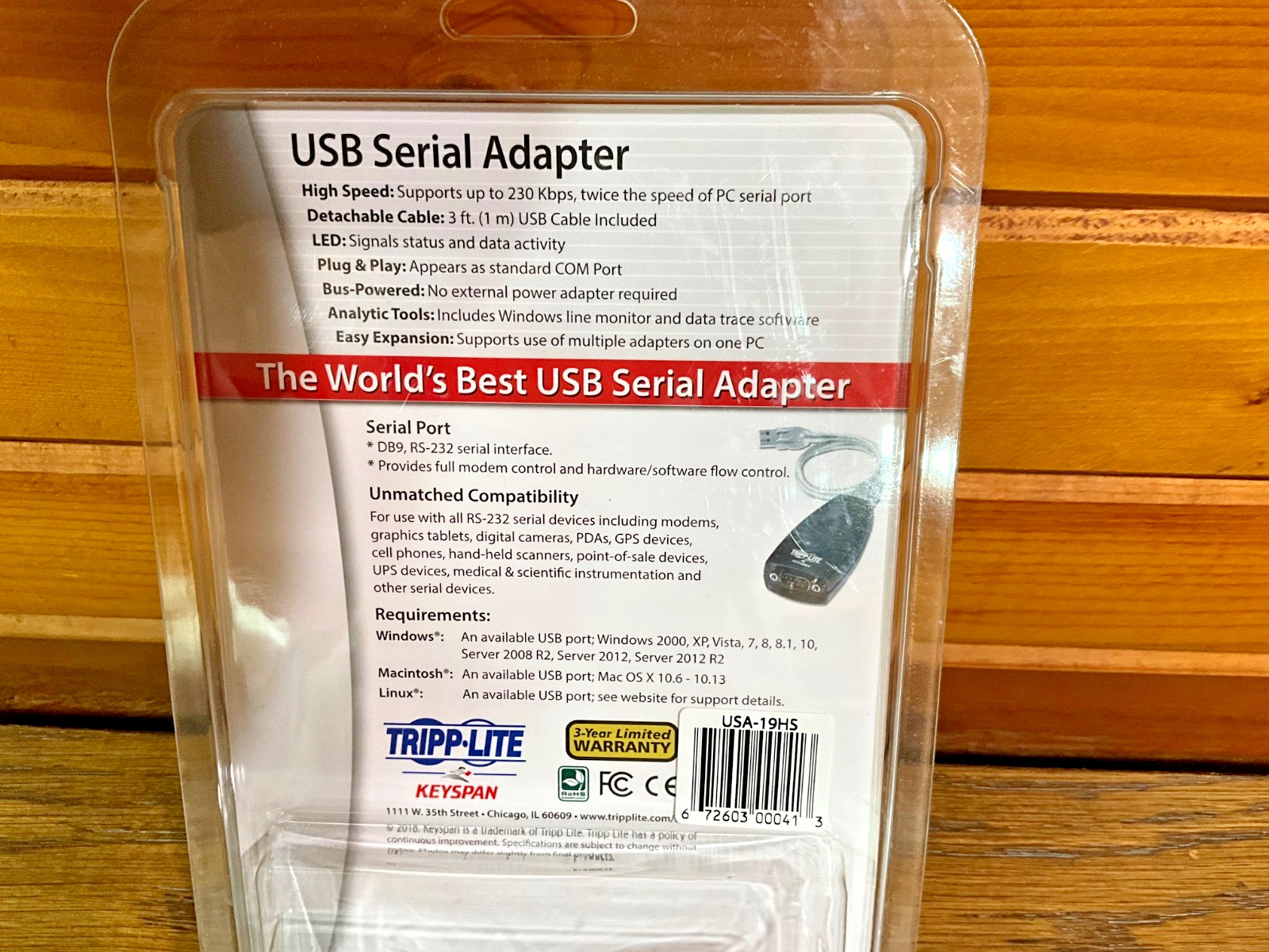 Tripp-Lite USB Serial Adapter USA-19HS