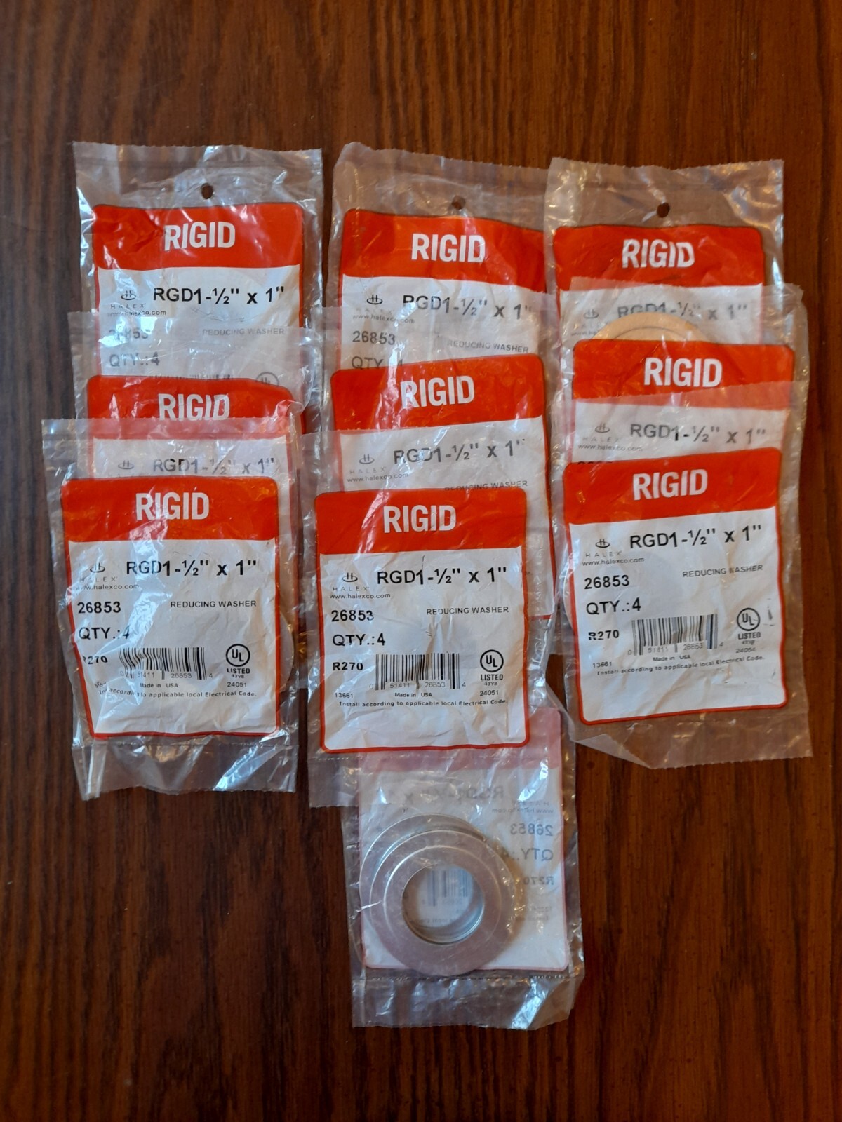 Halex 26853 Rigid 1-½”×1″ Reducing Washer 10 bags of 4 each (40 count)