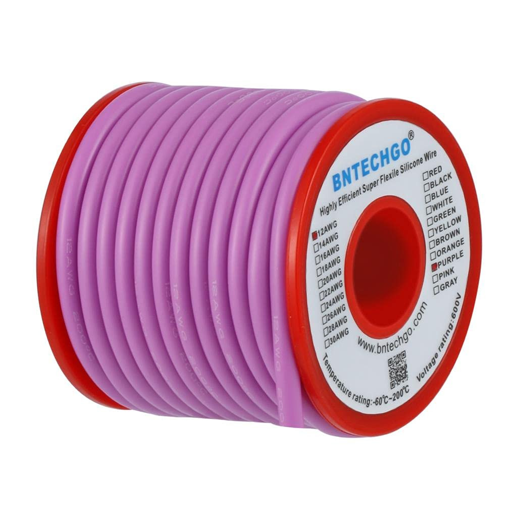 12 Gauge Silicone Wire Spool 25Ft Red and 25Ft Black Flexible 12 AWG Stranded Ti