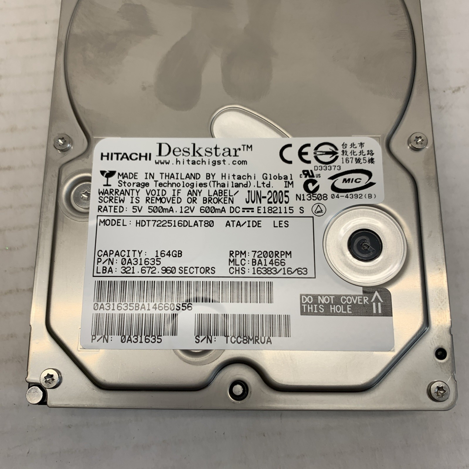 Hitachi Deskstar 164GB 7200RPM 0A31635