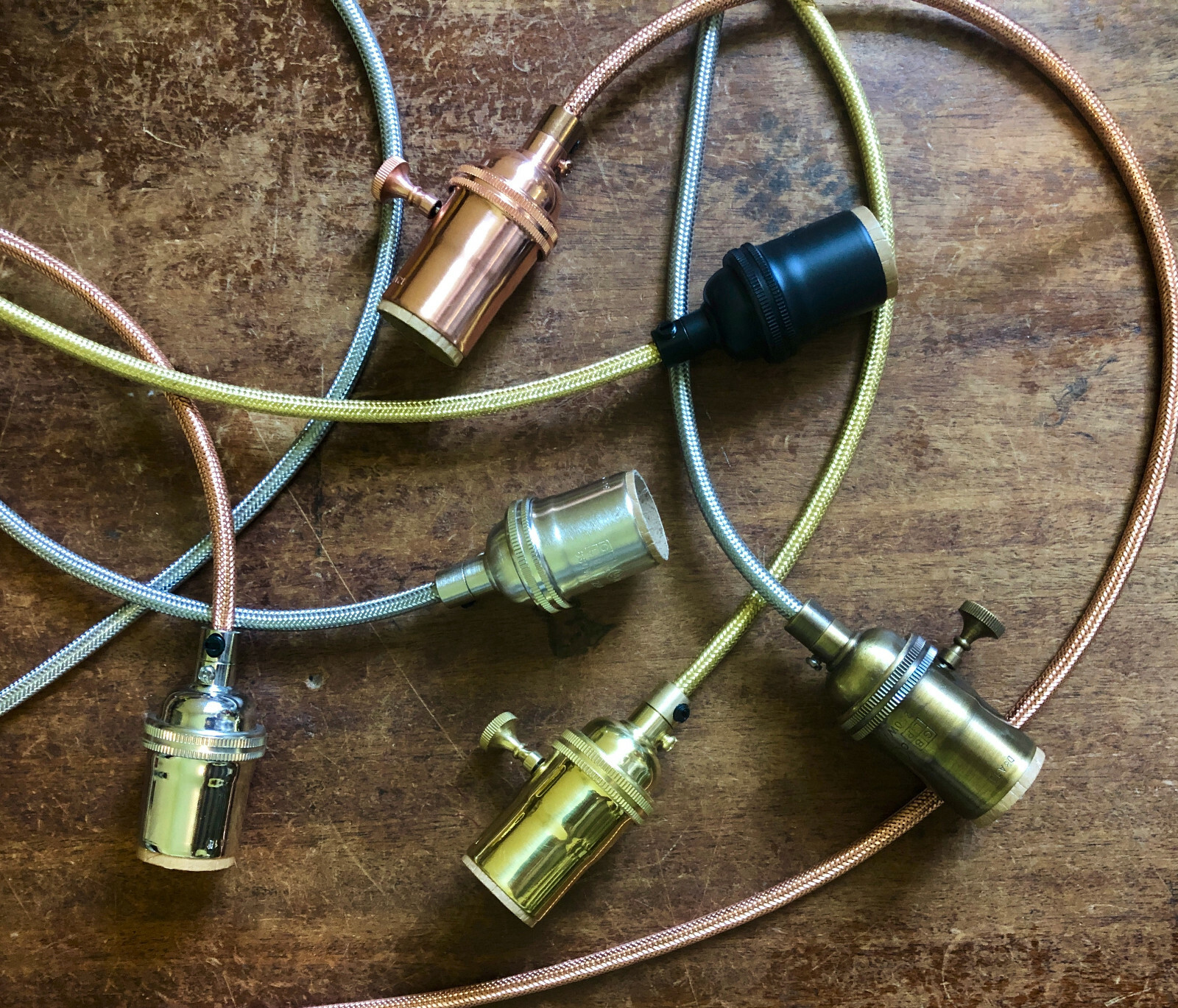 Copper Metal Covered Cord- Round 3wire Metal Braided Cable, Mesh Jack – Per Foot