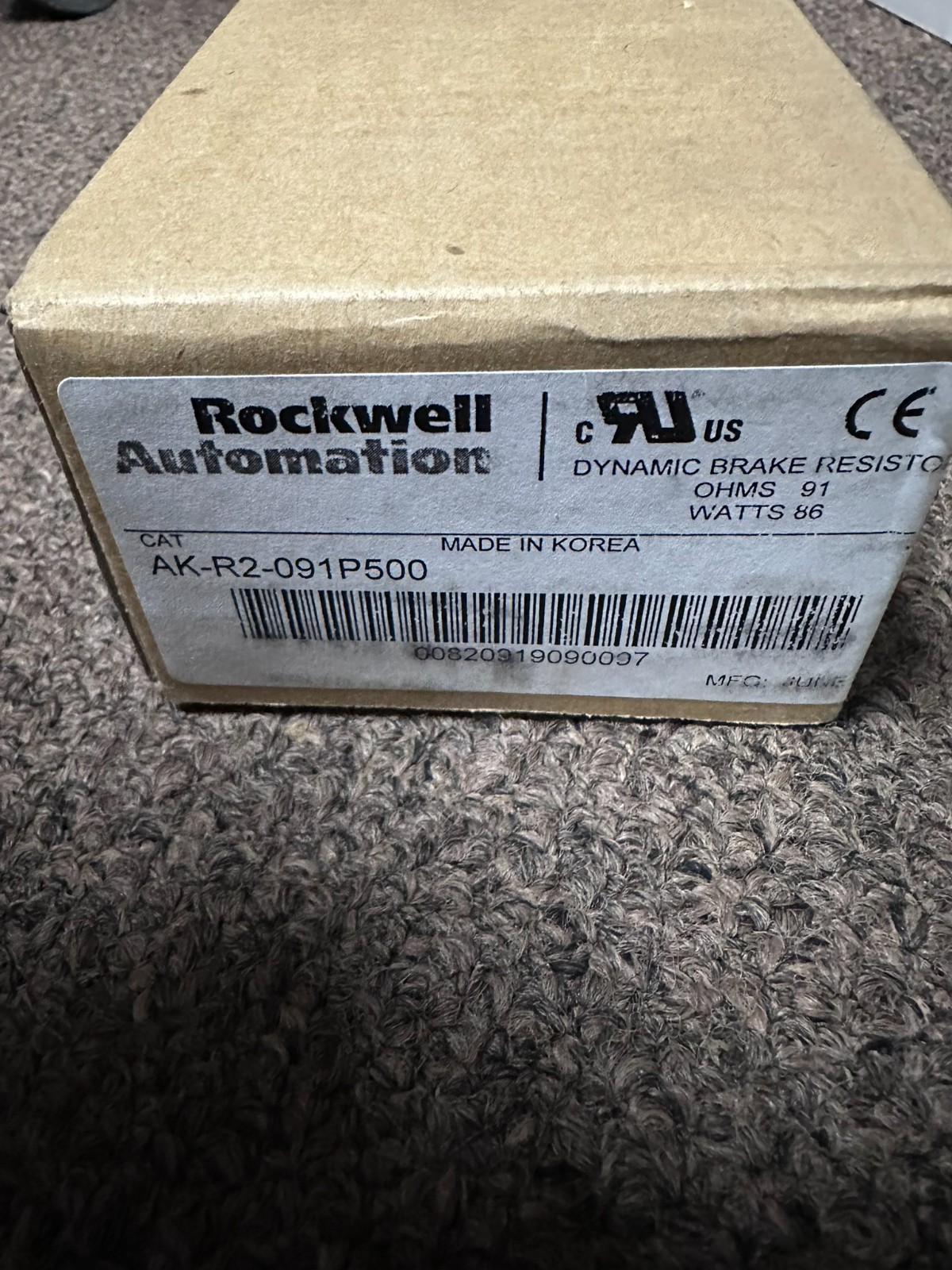 Allen-Bradley AK-R2-091P500 Dynamic Brake Resistor, New In Box