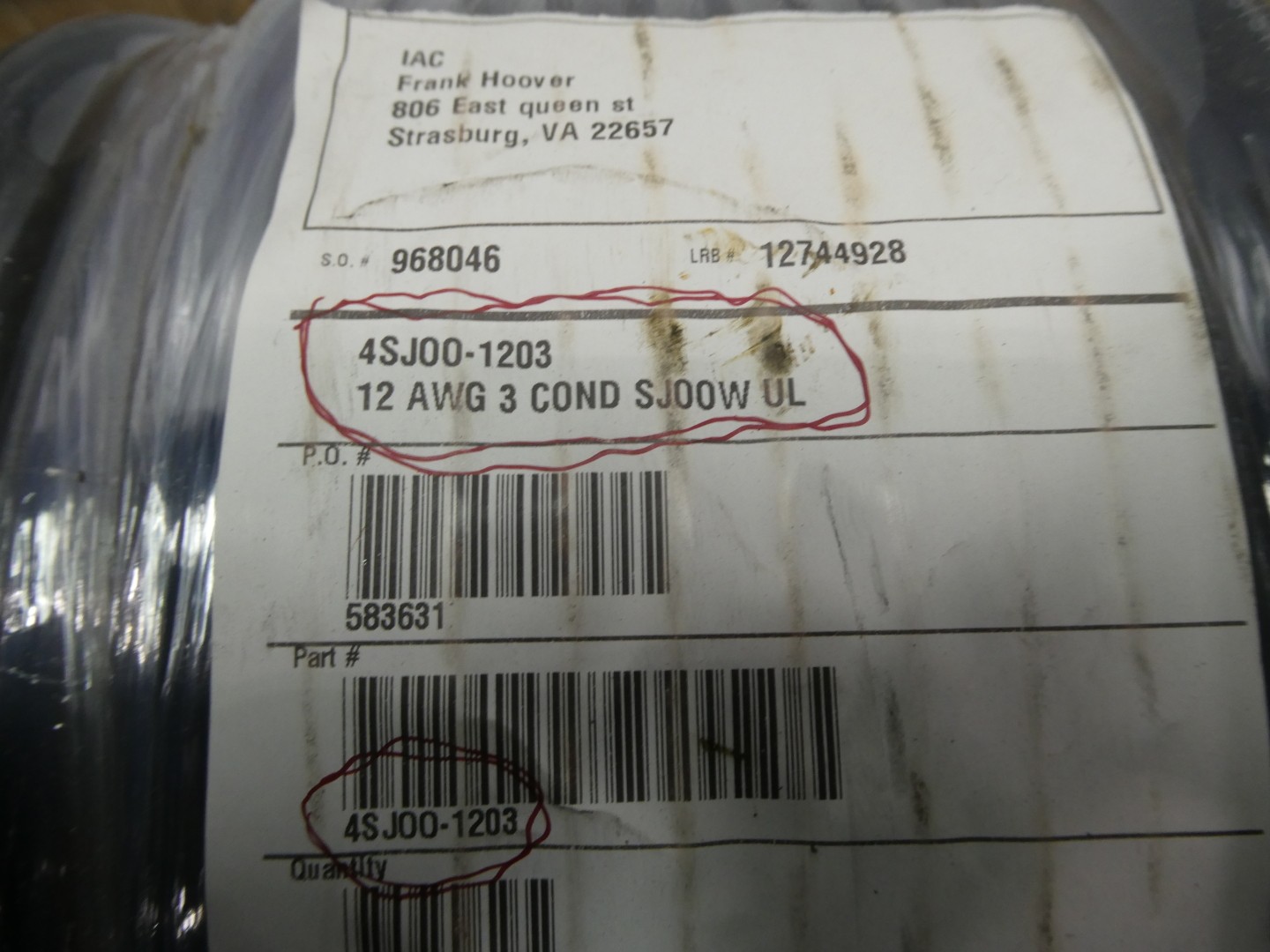 Prysmian 4SJ00-1203 Sjoow Ul Wire 3c 12awg 250ft