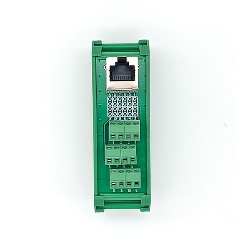 Slim DIN Rail Mount RJ50 10P10C Breakout Board Interface Module