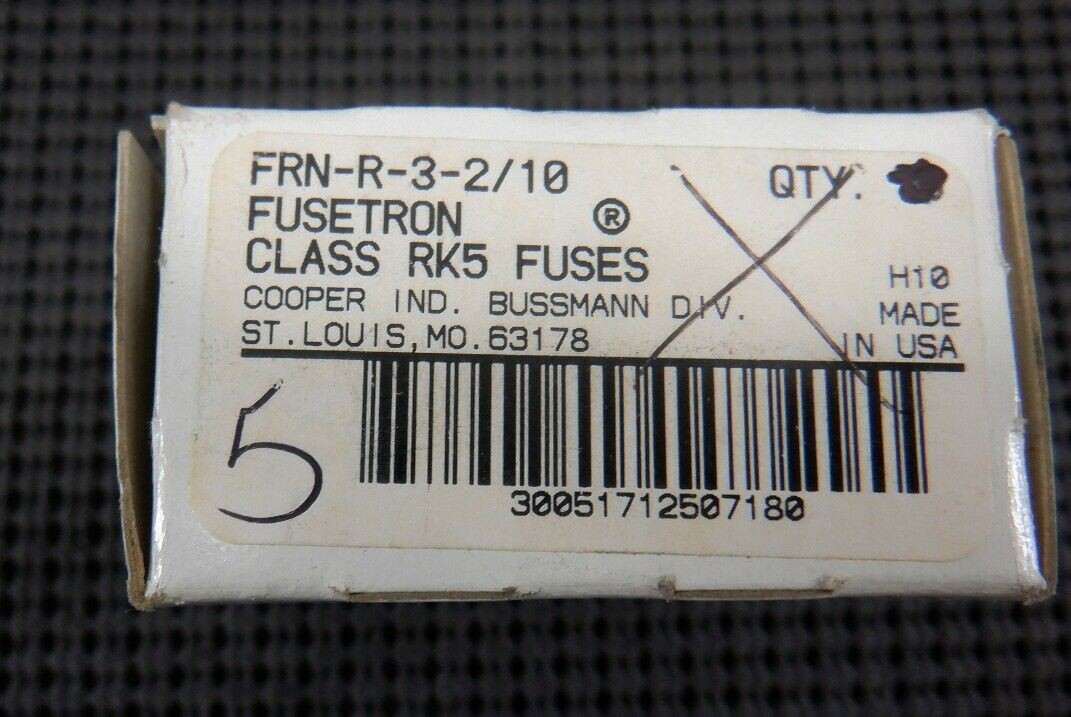 Cooper Bussmann FRN-R-3-2/10 Class RK5 Time Delay Current Limiting – Lot of 5