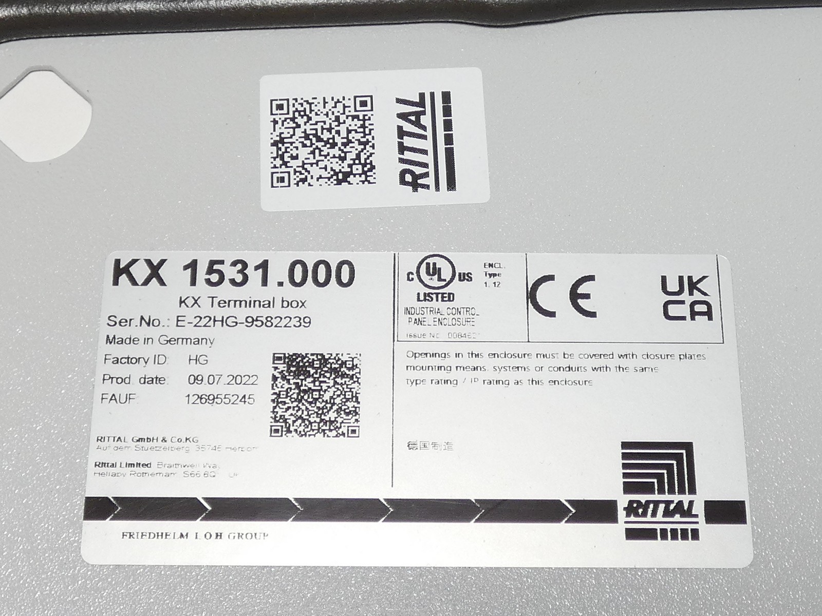 Rittal KX 1531.000 Terminal Box Enclosure 300 x 200 x 120mm – NEW Surplus!