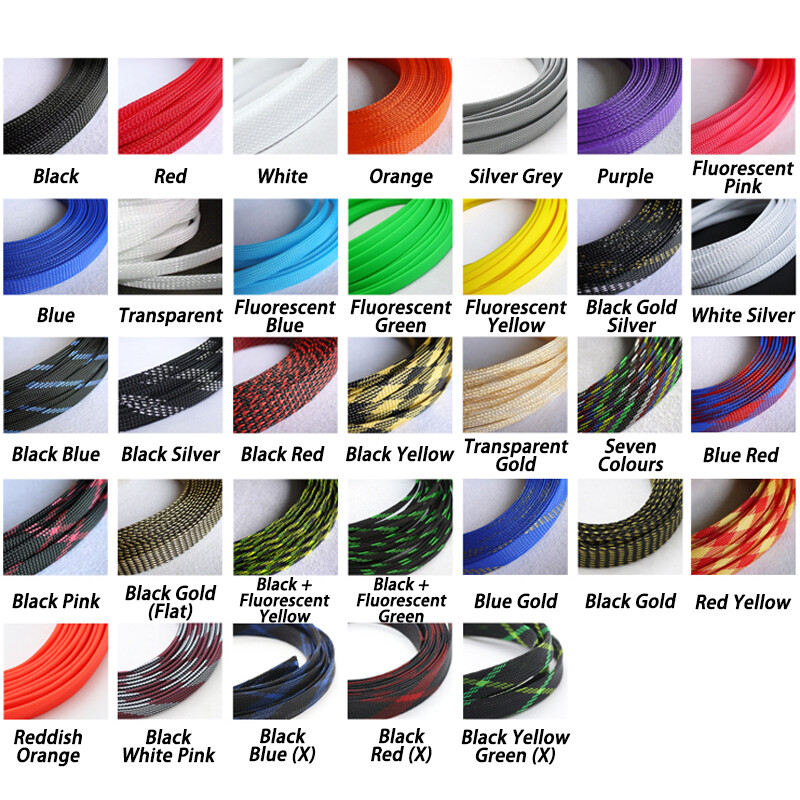 18 Colors Braided Electrics Cable Wire Sleeve PET Expandable Wire Sheath Harness