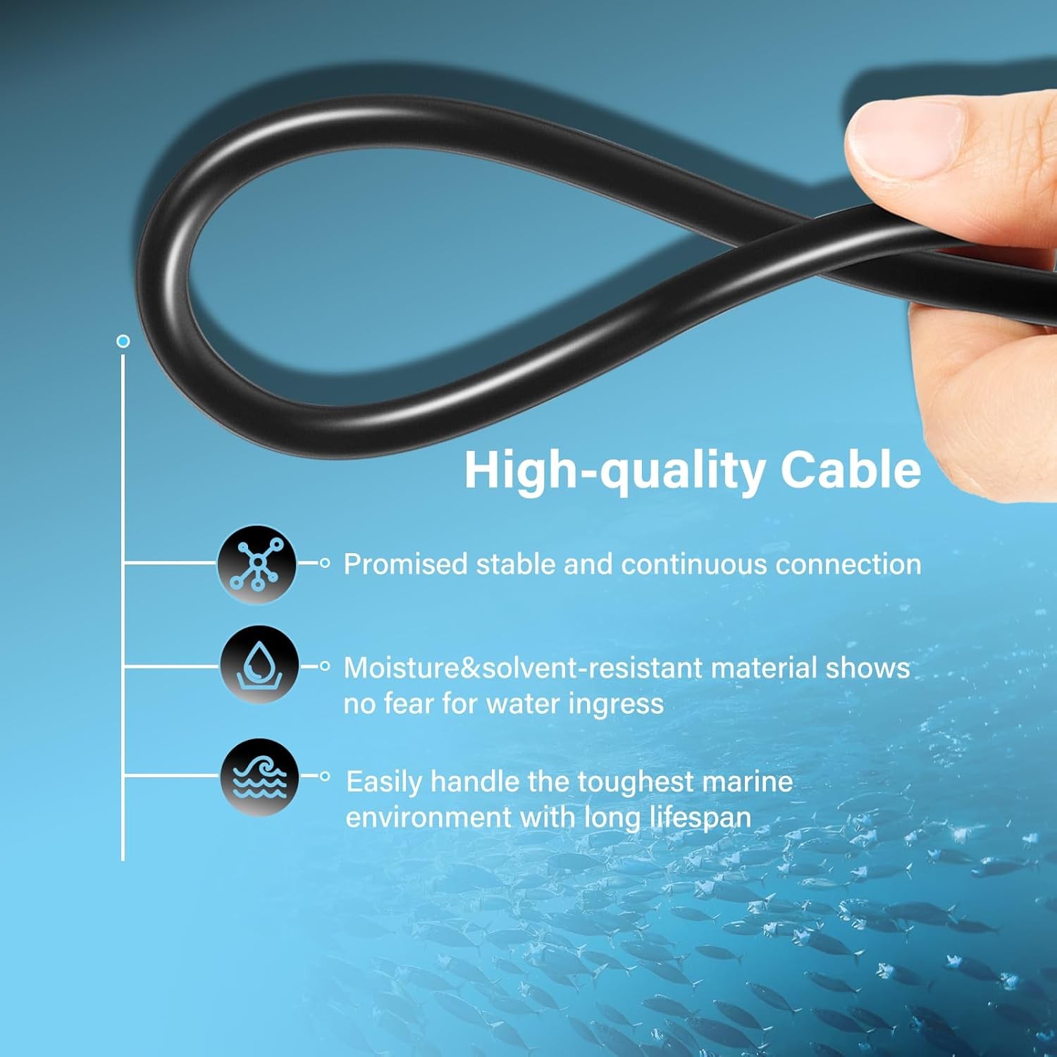 For NMEA 2000 15ft Extension Cable Fits Lowrance Simrad Garmin IP67 Waterproof