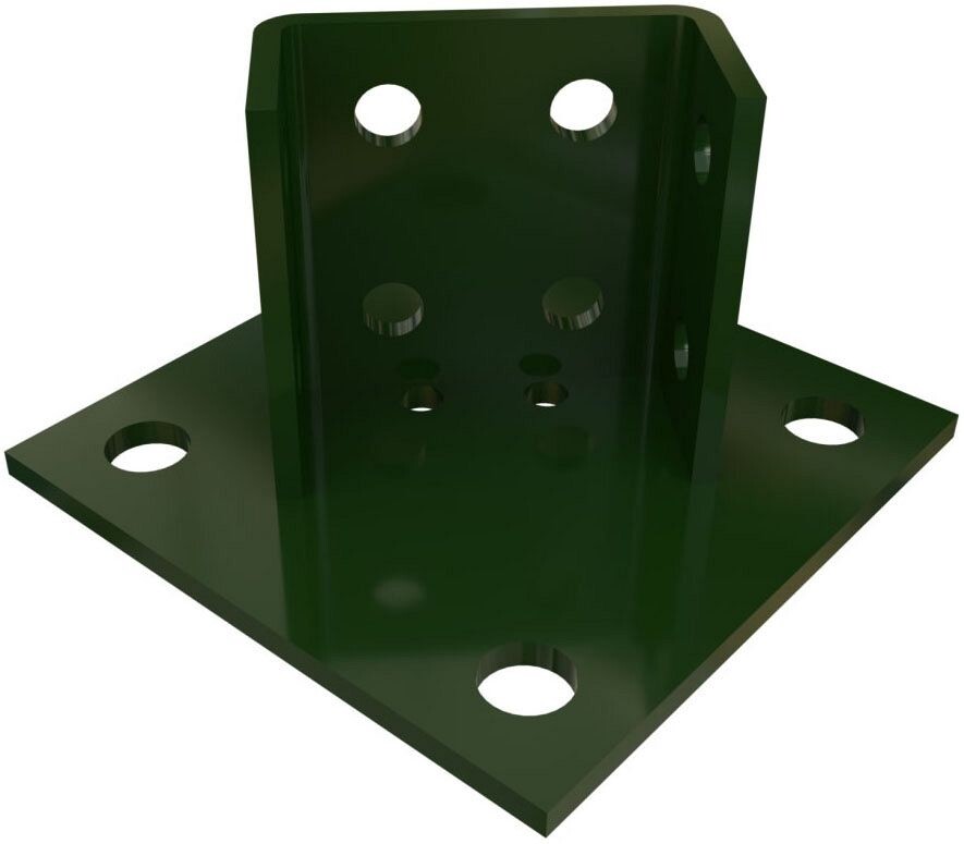 Unistrut P2073A-GR, 6″ x 6″ Pad, Green, 2-Offset 45D Channel Post Base, 1 pc