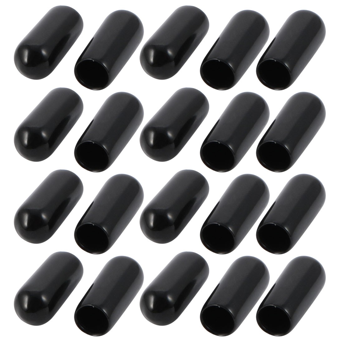 20Pcs 4.5mm Inner Dia PVC Flexible Vinyl End Cap Thread Protector Cover Black