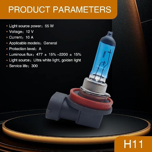2 PCS H11 Halogen Bulb, 55W DC12V High-power 360° Ultra-whit Color: White #H11