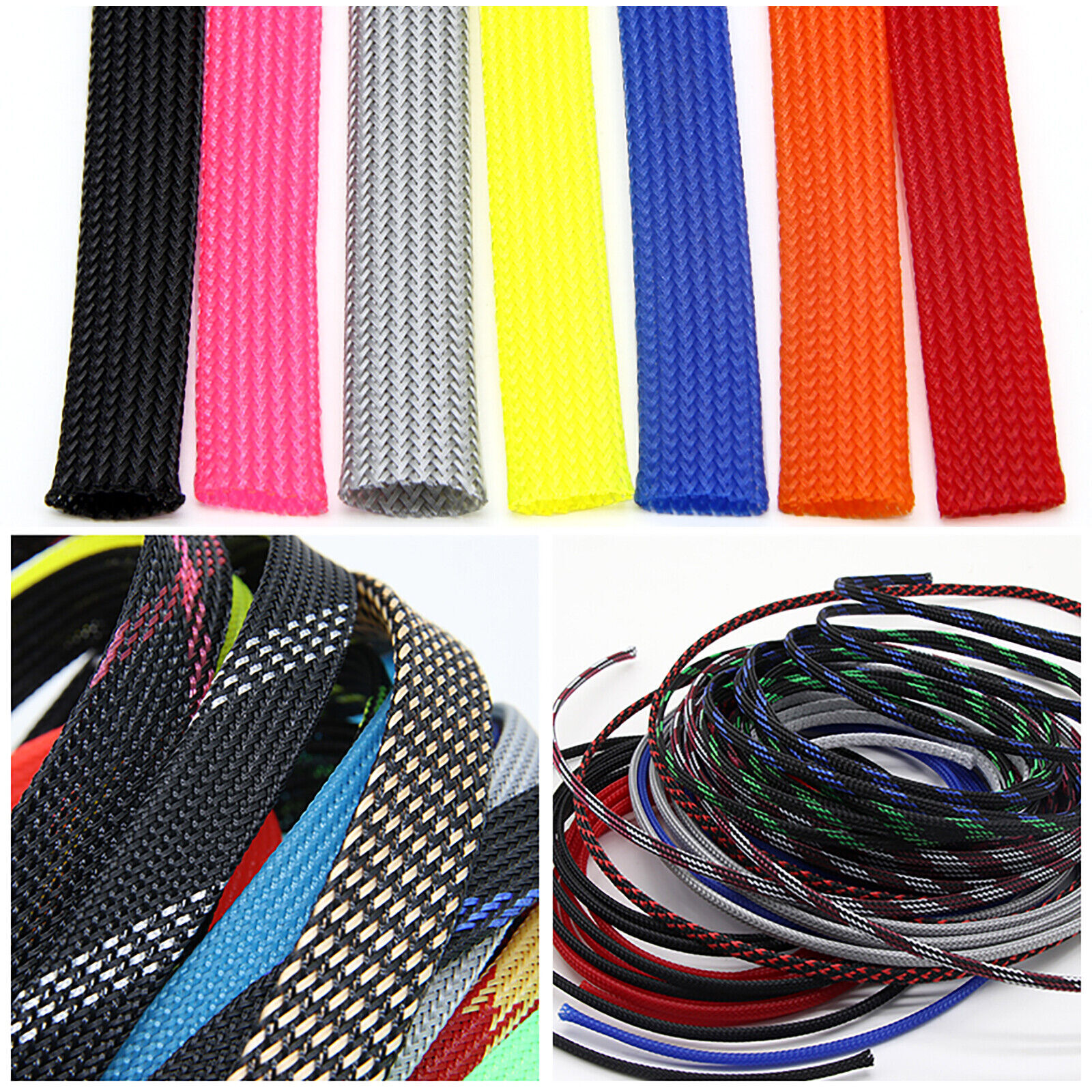 3/8″ PET Expandable Wire Cable Sleeving Sheathing Braided Loom Tubing Harness
