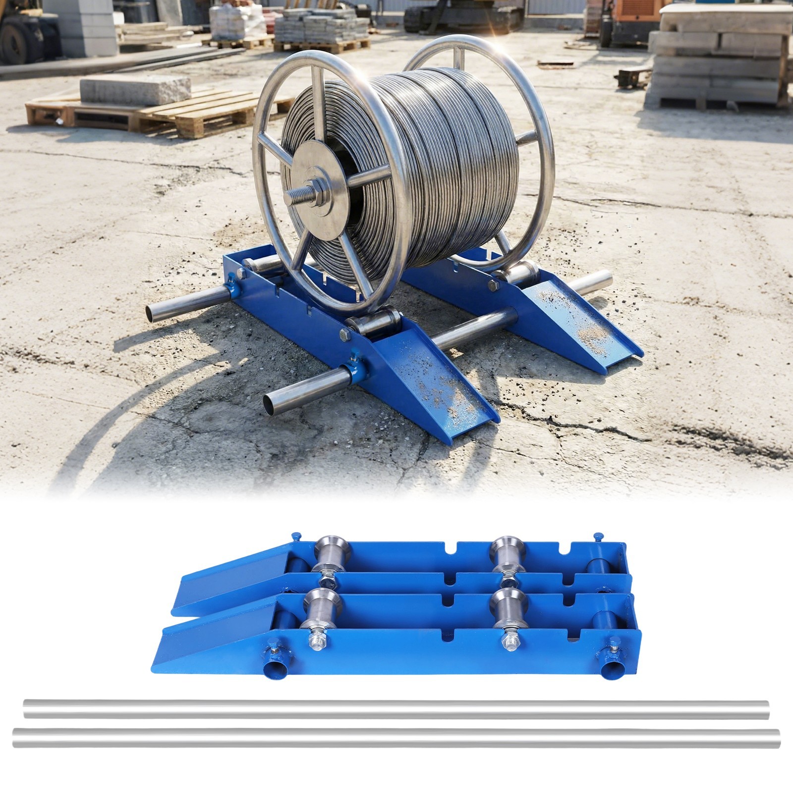 Wire Cable Reel Roller Stand 3307 LBS Commercial Industrial Steel Wire Dispenser