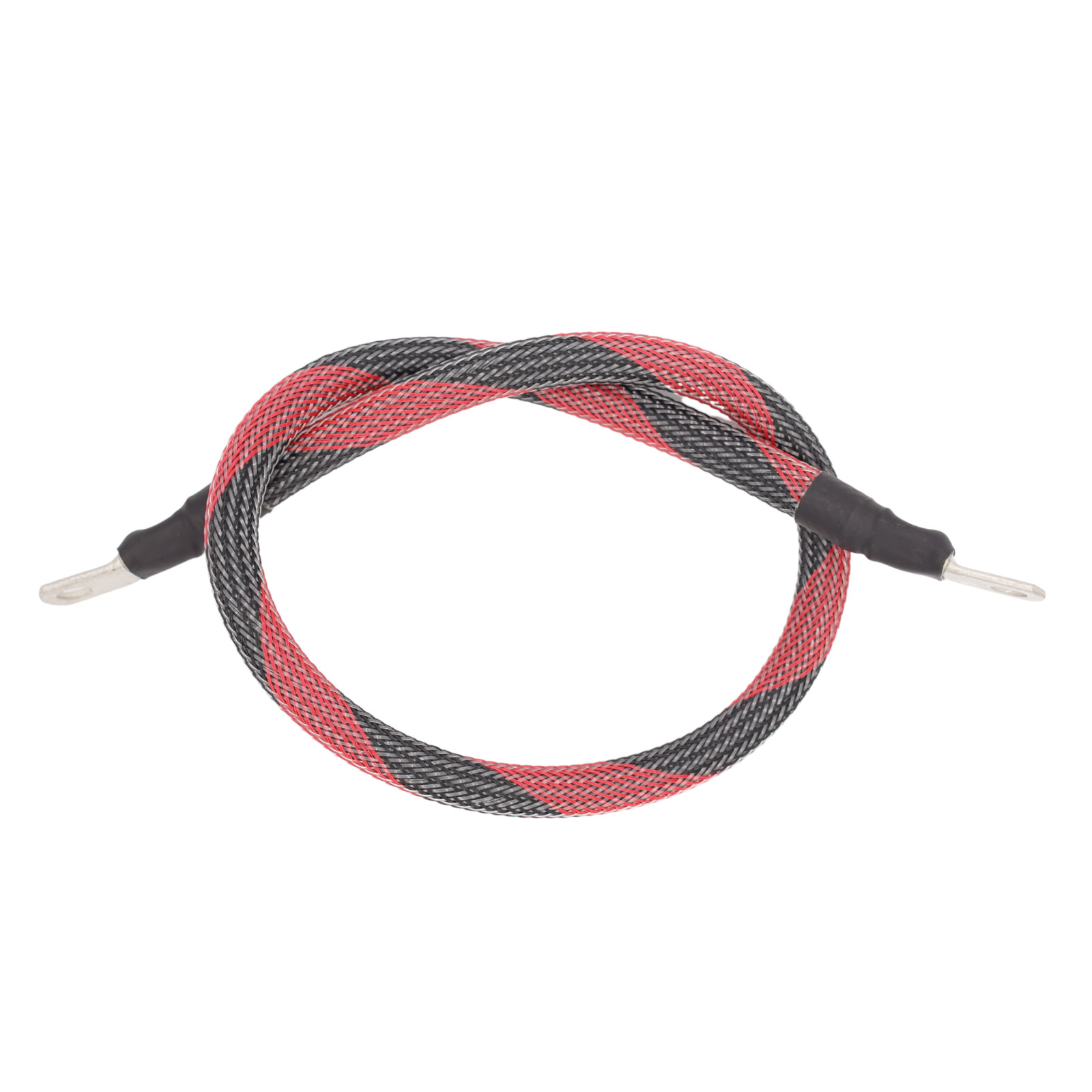 2 AWG Gauge Custom Battery Cable Copper Braided (Black with Red Spiral)