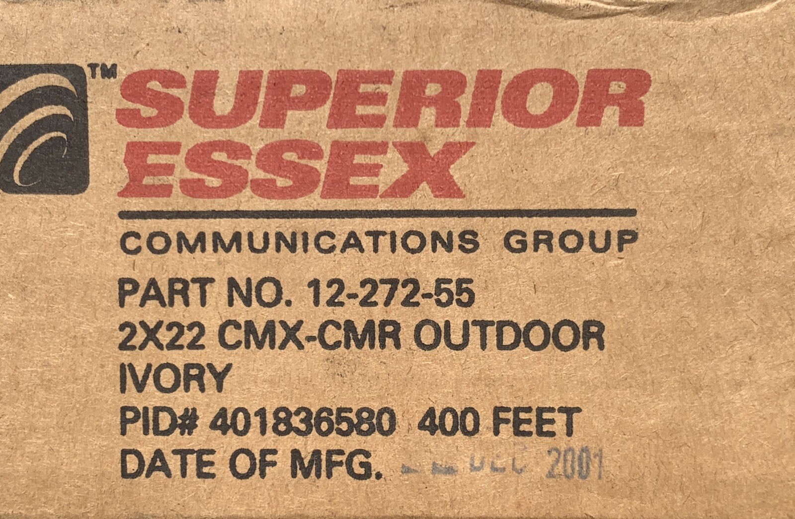 SUPERIOR ESSEX COMMUNICATIONS 12-272-55-2X22 CMX-CMR OUTDOOR 400 ‘ IVORY WIRE