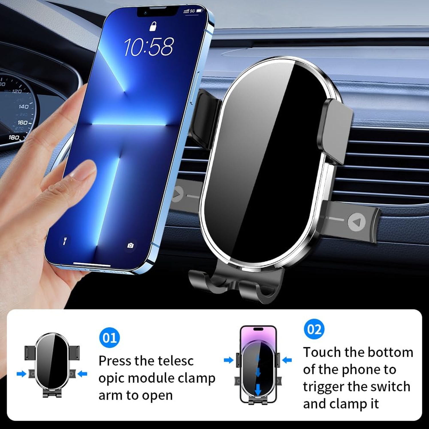 Car Phone Holder For Toyota BZ4X 2023 2024 2025, Subaru Solterra 2023 2024 20…