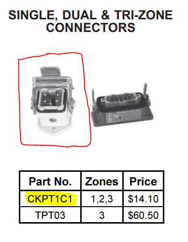 DME Input Connection Kit CKPT1C1, 1 zone Power-TC End Connector Assembly, 5 Pin