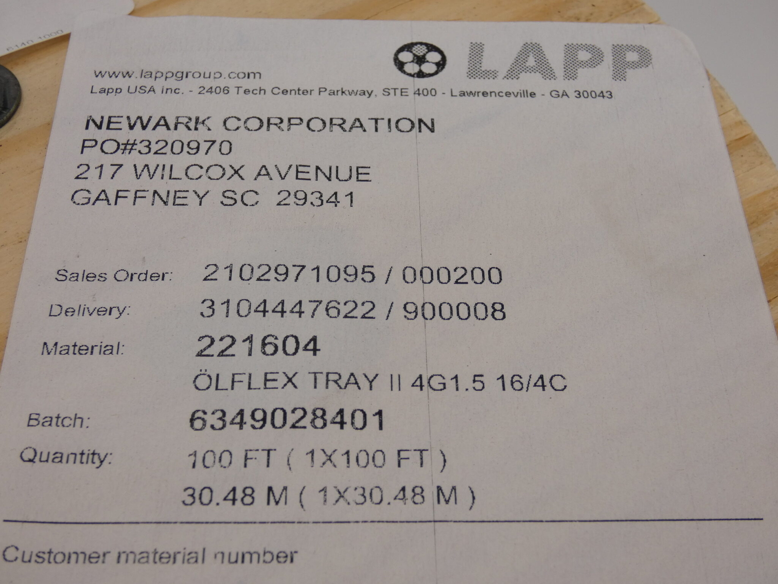 221604 Olflex Tray II Black Cable 100′ Feet 16 AWG/4C 600V – NEW Surplus!