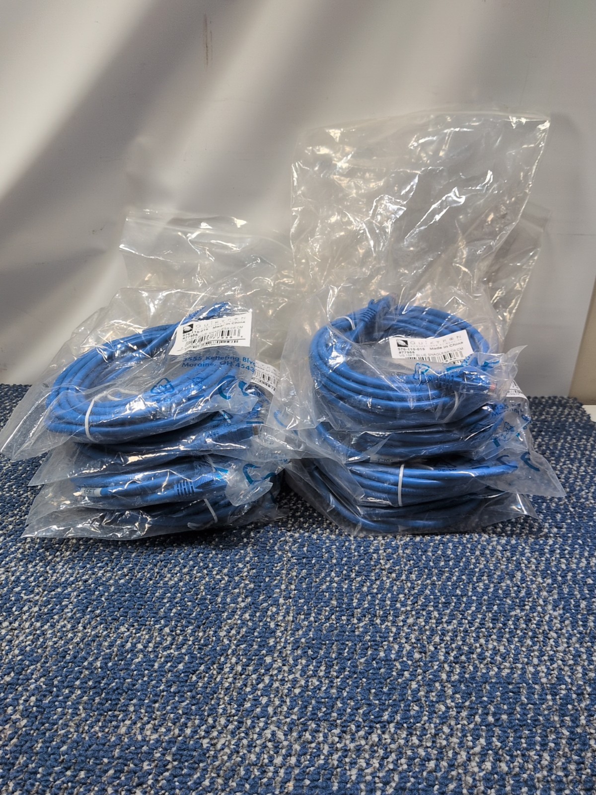 Lot of 8 QUIKTRON 576-110-015 Snagless C6 Patch Cord Jumper Blue 15 Ft. #77958