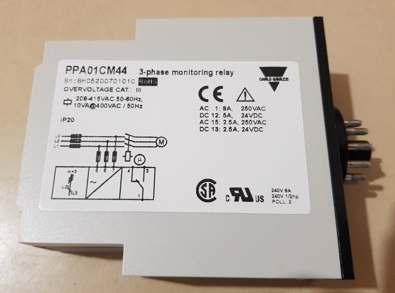 CARLO GAVAZZI PPA01CM44 PPA01 3-Phase monitoring relay #BD7809# (1 pcs)