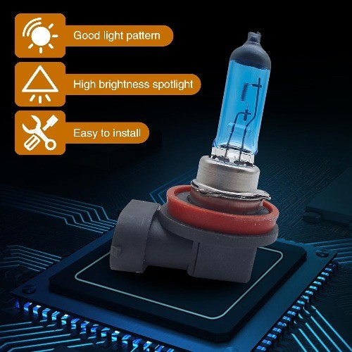 2 PCS H11 Halogen Bulb, 55W DC12V High-power 360° Ultra-whit Color: White #H11