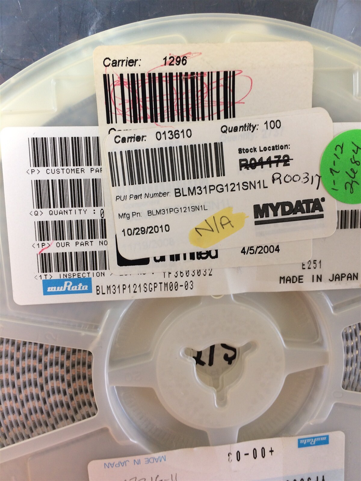 BLM31PG121SN1L MURATA FILTER Ferrite Beads 1206 120 OHM 100 PIECES