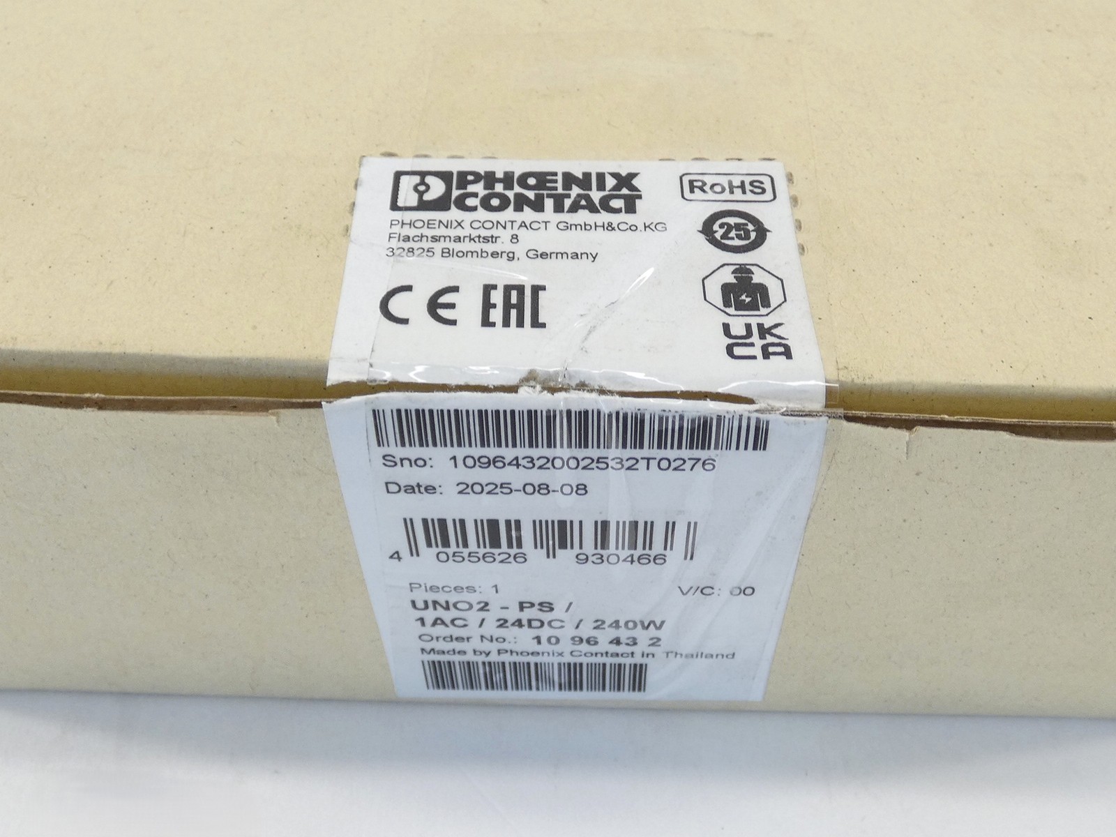 Phoenix Contact 1096432 UNO2-PS/1AC/24DC/240W Power Supply 24VDC 240W 50/60Hz…