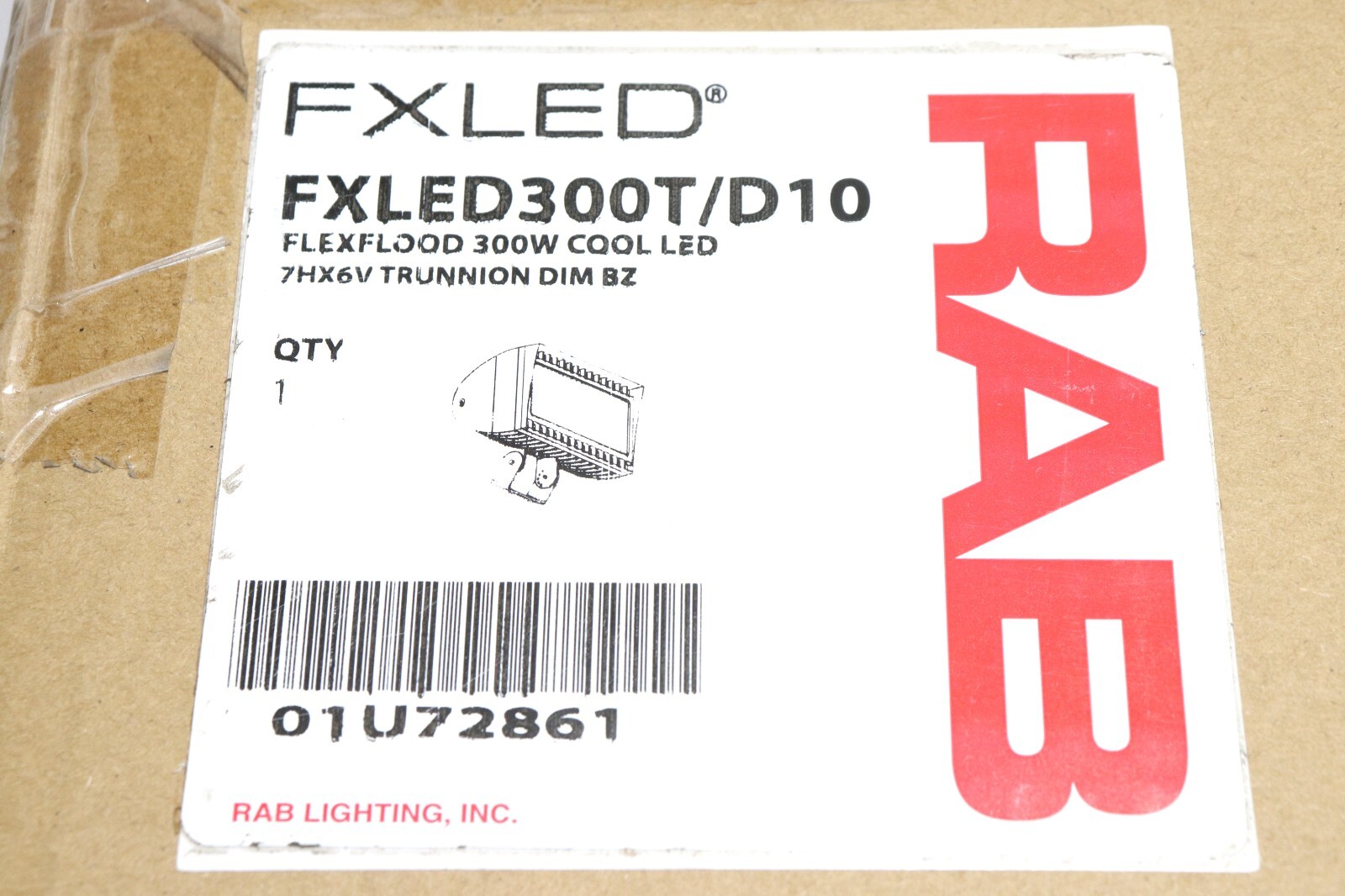 RAB FXLED300T-D10 300W LED FLOOD LIGHT, TRUNNION MT 5K 38,292LUM 0-10 DIM BRONZE