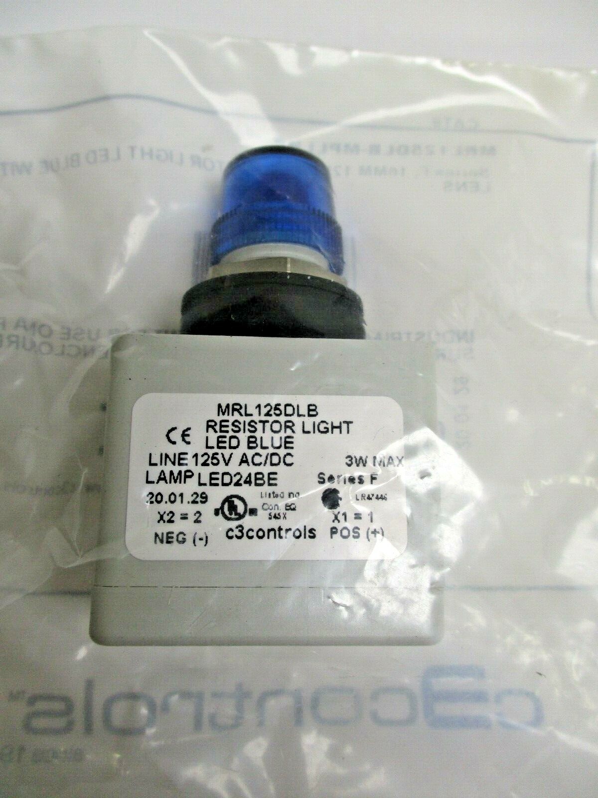 C3 CONTROLS, MRL125DLB-MPLLBE, 16MM DC RESISTOR BLUE LED LIGHT
