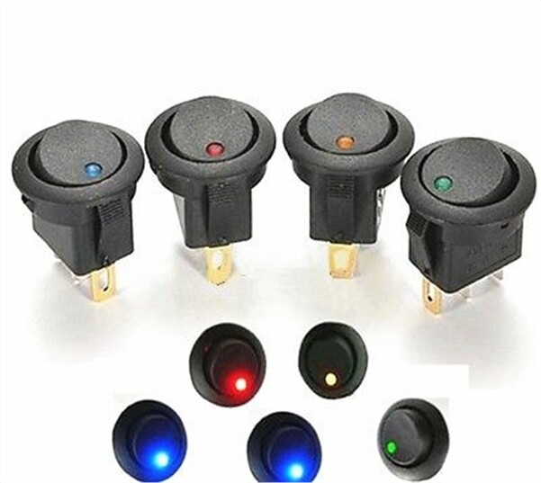 4Pcs Led Dot Light Car Auto Boat 2Pin Round Rocker On/Off Toggle Spst Switch ly