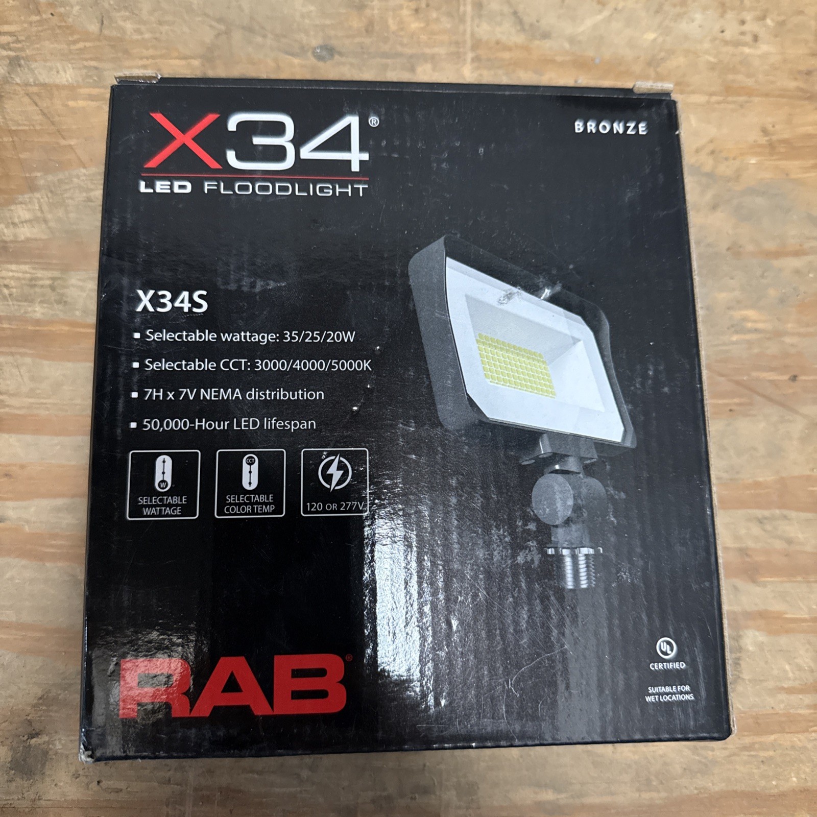 RAB Lightning X34S LED Flood Light 20/25/35W 3000K 4000K 5000K 120-270V Knuck. M