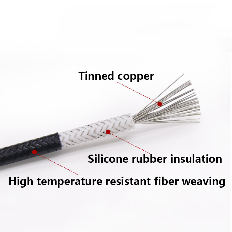 Silicone Rubber High Temp 250℃ Cable Fiberglass+Resin Braided Tinned Copper Wire