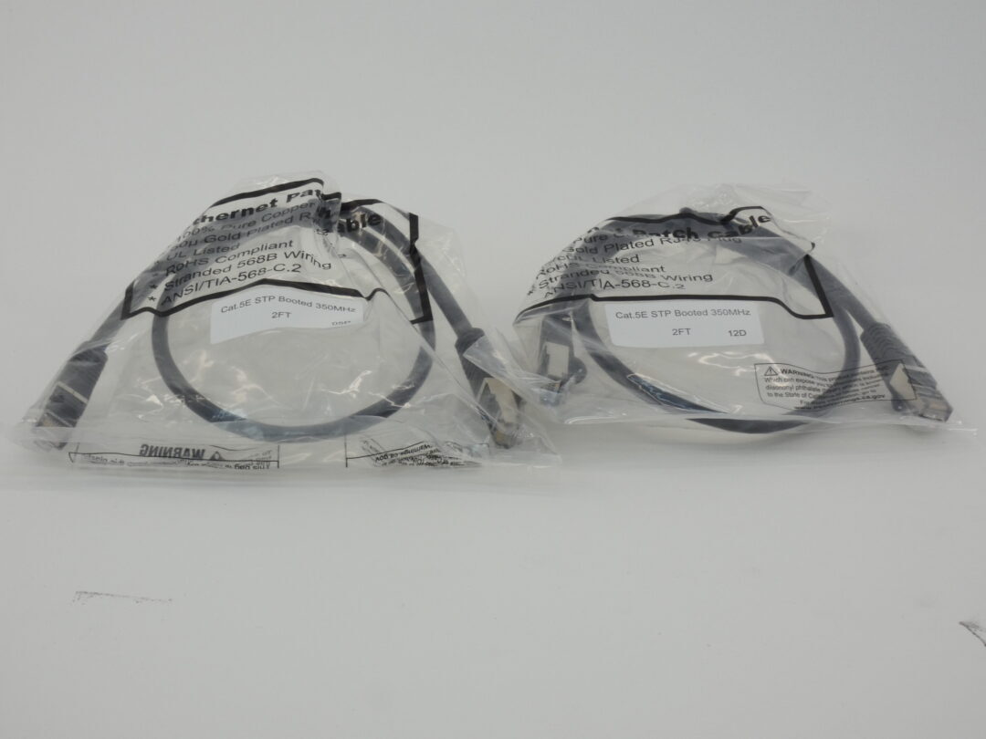 *Lot of 2* Ethernet Patch Cable 2FT Cat.5E STP Boosted 350MHz – NEW Surplus!