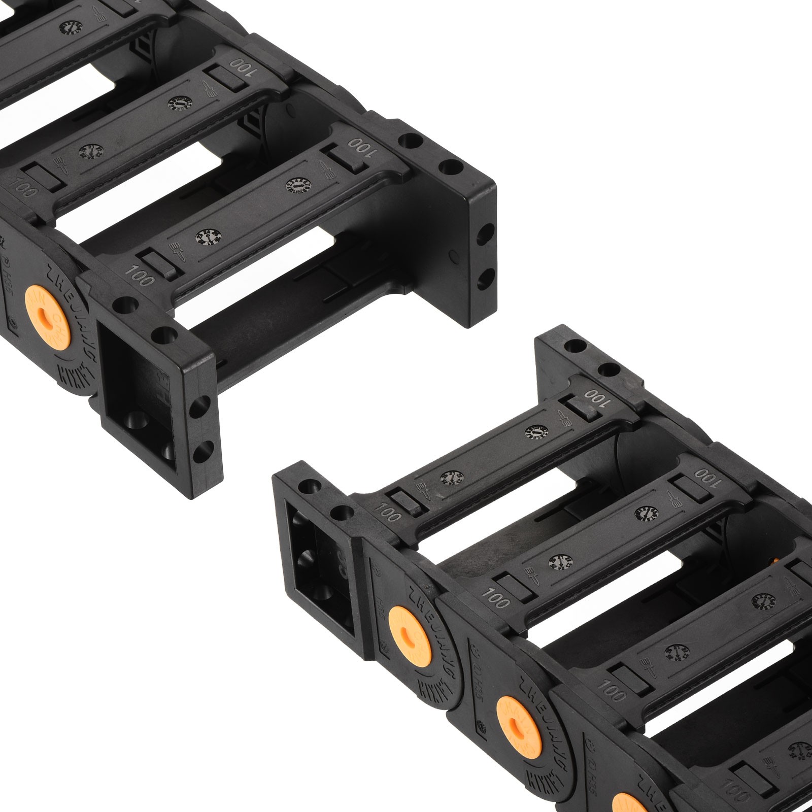 Drag Chain Cable Carrier Open Type End Connectors R100 35X100mm 1 Meter Plastic