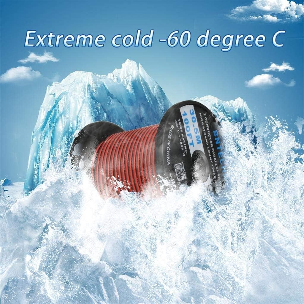 22 Gauge Flexible 2 Conductor Parallel Silicone Wire Spool Red Black High Res…