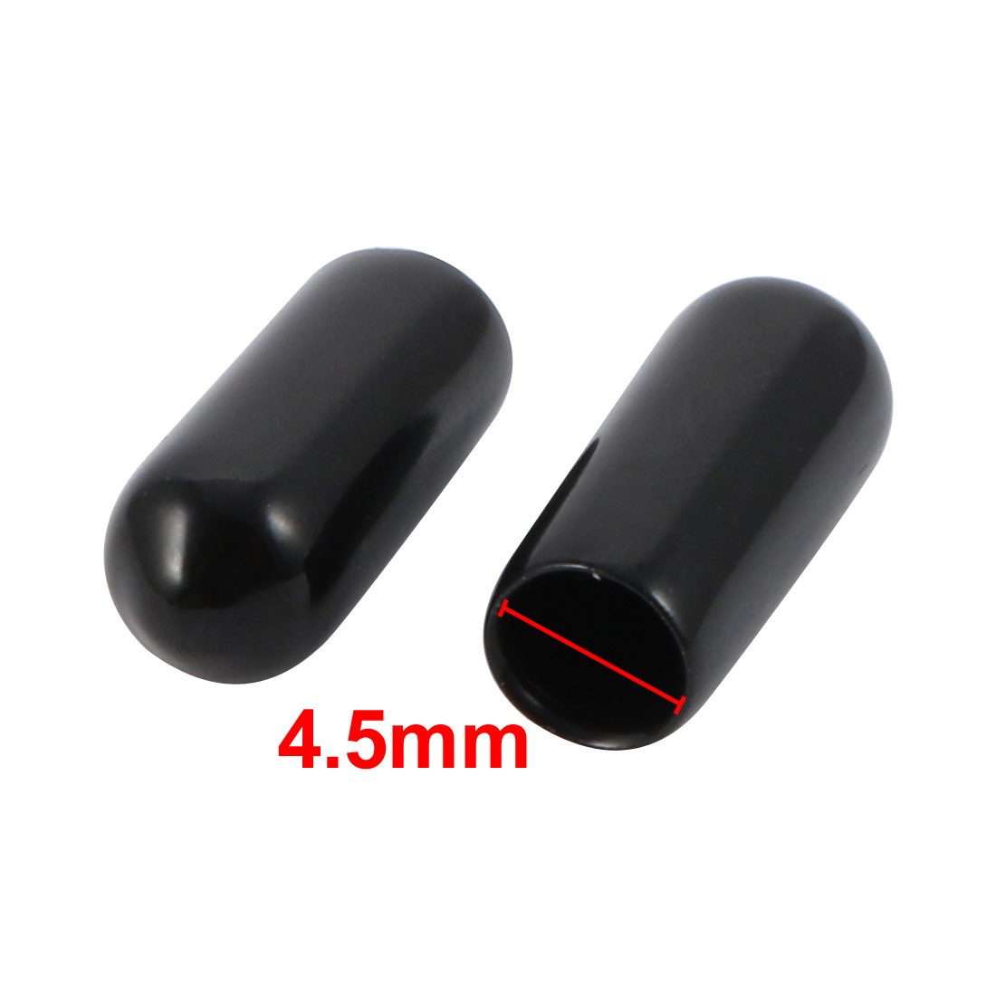 20Pcs 4.5mm Inner Dia PVC Flexible Vinyl End Cap Thread Protector Cover Black