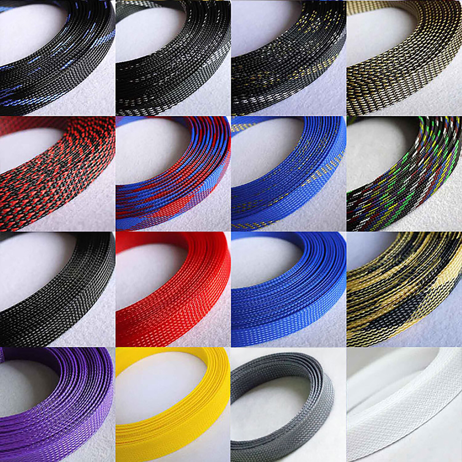 Ø16mm PET Expanding Braided Sleeving Wire Cable Harness Sheathing Various Colors