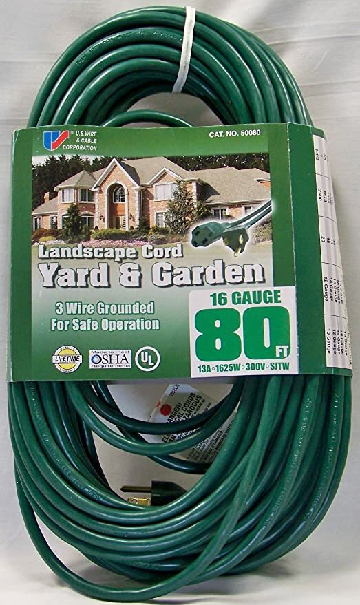 Yard & Garden 16/3 40-feet Three Conductor Grounded Green Cord – 300V
