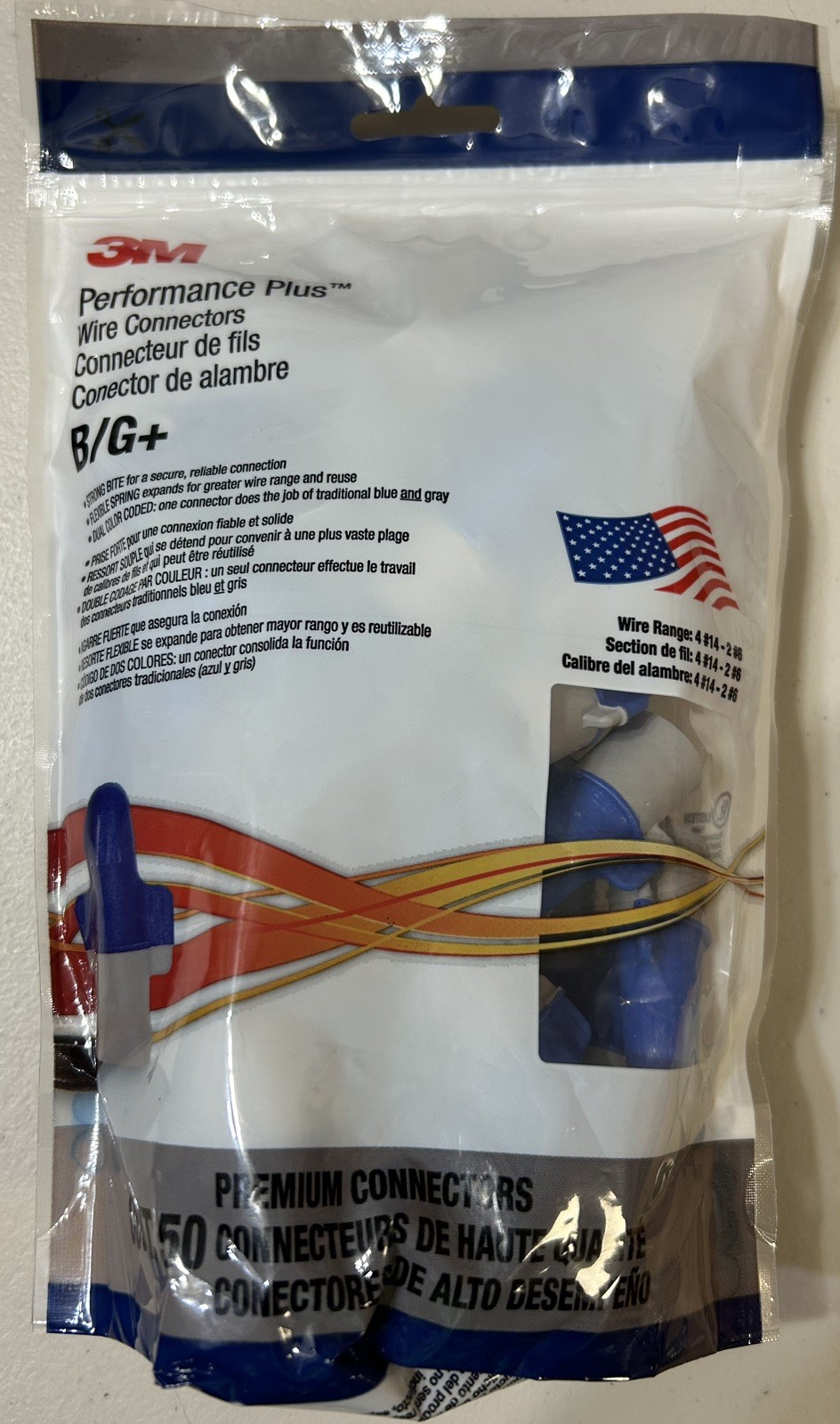 3M B/G+ Performance Plus Premium Wire Connectors Blue/Gray Quantity 50 *NEW*
