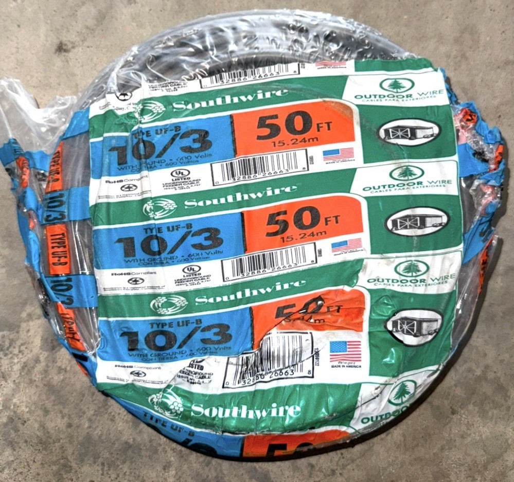 Southwire 50 ft. 10/3 Gray Solid CU UF-B W/G Wire 13059122