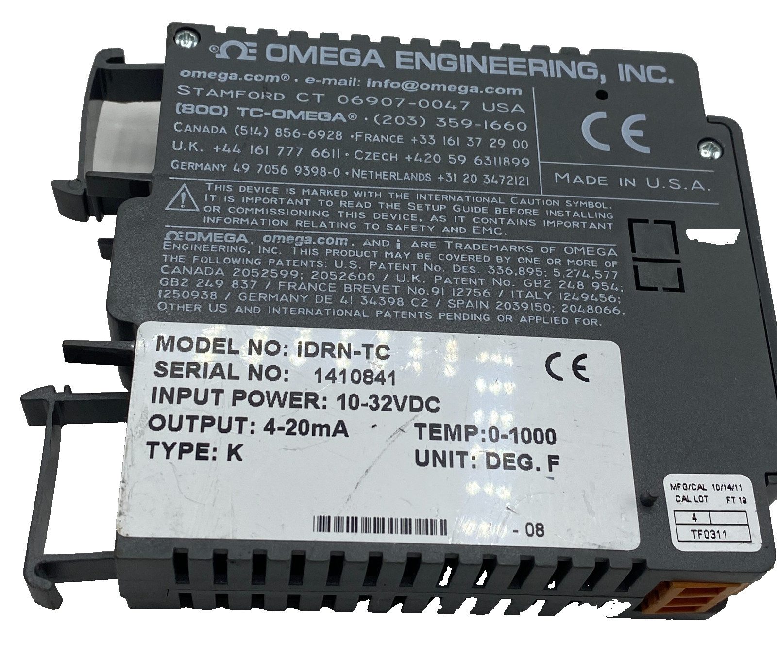 OMEGA ENGINEERING iDRN-TC SIGNAL CONDITIONER W/ RS232C COMMUNICATION 10-32VDC
