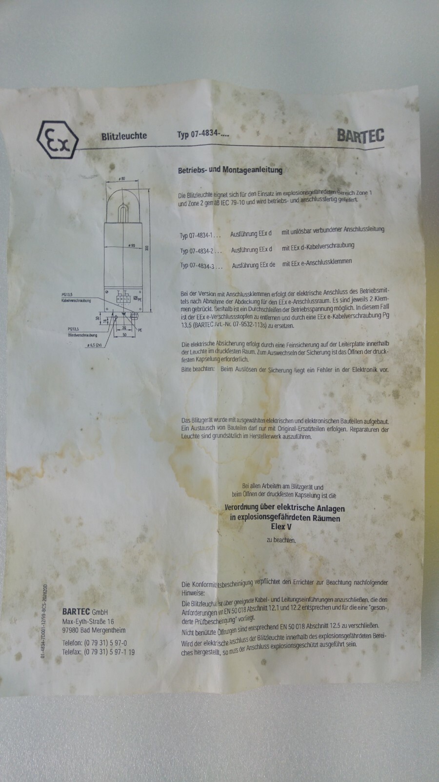 BARTEC 07-4834-2184 Flashing lamp