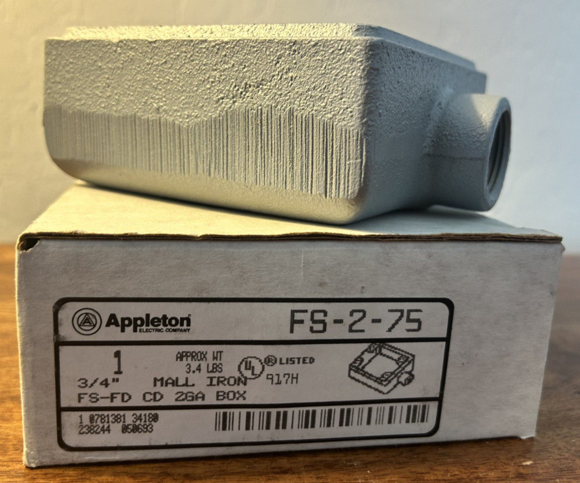 Appleton FS-2-75, 2-Gang, 3/4″ Hub, Malleable Iron, Shallow, Device Box, 1 pc